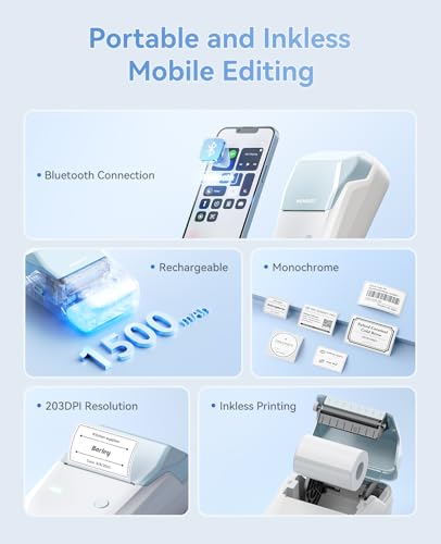 NIIMBOT B1 Label Maker, 2Inch Bluetooth Label Printer for Home, Light Blue - color: Light Blue, size: Printer+Tape