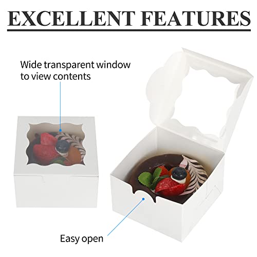 KPOSIYA 10pcs Small Cookie Boxes with Window, 4x4x2.5 White Bakery Box - color: White, size: 10