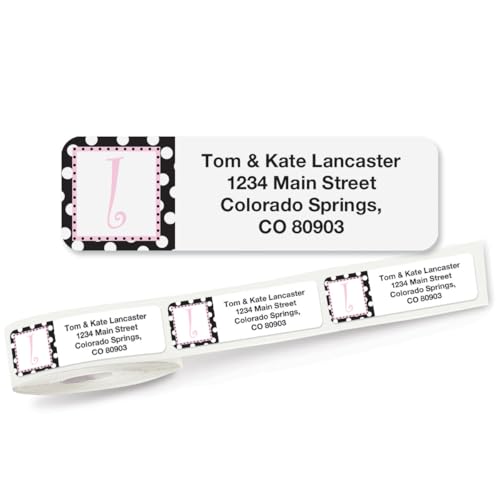 Leeza Initial Rolled Personalized Return Address Mailing Labels with Dispenser, Set of 500, Small ¾ x 2½ Inch Size, Custom Self-Adhesive Sticker Roll, by Colorful Images - color: Leeza, size: Large
