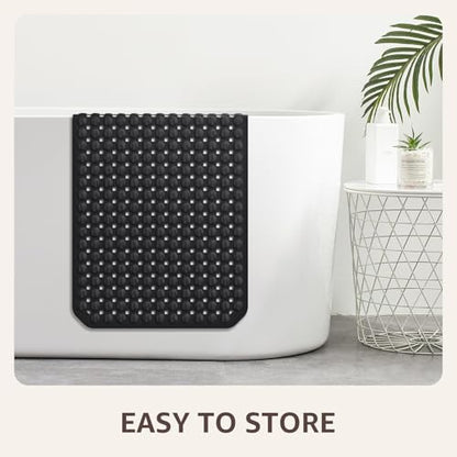 OTHWAY Bath Tub Shower Mat Non Slip, Bathtub Floor Liner Mats for Inside Shower Bathroom, Suction Cups and Drain Holes for Feet Scrubbing, Machine Washable, Soft on Feet, 35x16 Inch, Black - color: Black