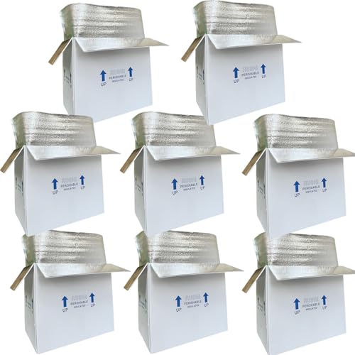 Insulated Cold Shipping Boxes with Liners, 8 Pack 19'' x 12'' x 16'', for Perishable Frozen Food, White (TB191216L-8) - color: White-8 Pack, size: 19x12x16''