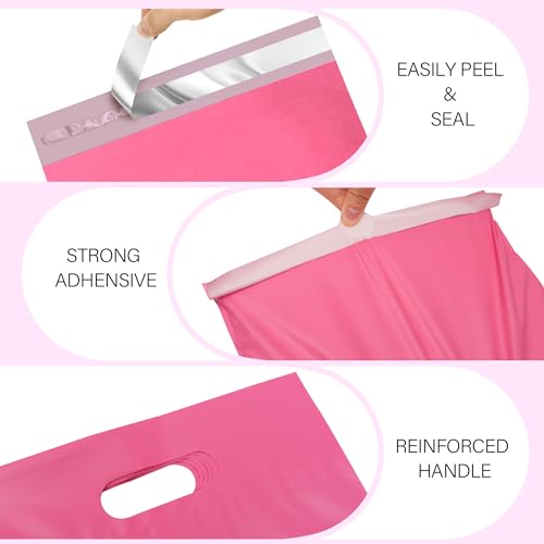 Poly Mailers 10x13 Inch, 25 Pack, Pink Self-Seal Handle Bags - color: HandlePink, size: 10x13 Inch 25 Pcs