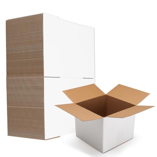 HORLIMER 40 Pack 5x5x5 Shipping Boxes, White Corrugated Cardboard Box for Mailing, Packaging, Small Business - color: White, size: 5" x 5" x 5"