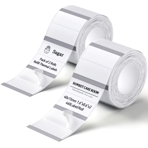 NIIMBOT 2 Roll Set Clear Label, 2 Rows 0.6" x 1.6" (15x40mm), 460Label/Roll - size: 0.6"x1.6"-Clear