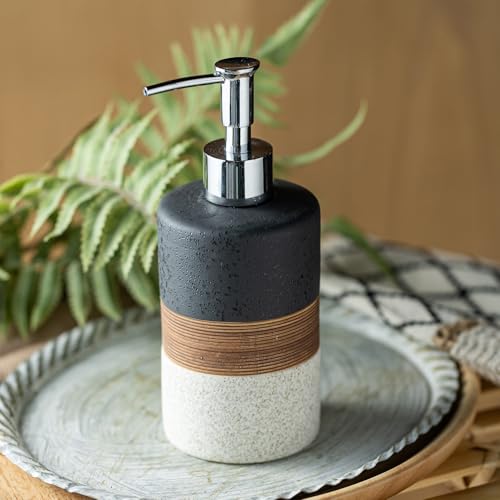Ceramic Dish Soap Dispenser for Kitchen, Hand Soap Dispenser - color: Black and White, size: 1xSoap Dispenser
