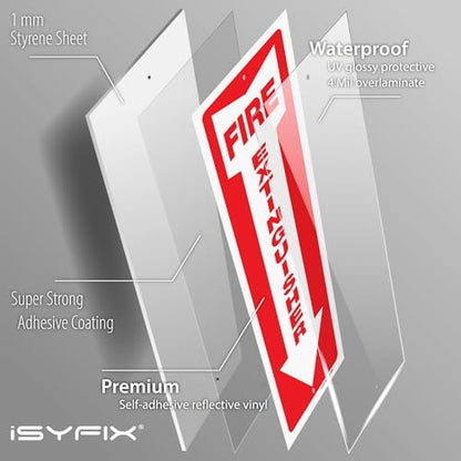iSYFIX Fire Extinguisher Reflective Signs, 4x12 Inch, 3 Pack - color: PLASTIC REFECTIVE