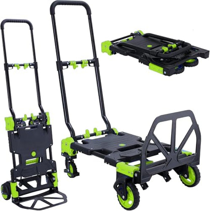 Heavy Duty 330lbs Folding Hand Truck, 2 in 1 Alu Foldable Dolly, Green - color: Green
