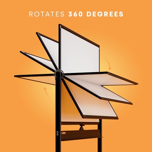 Kamelleo Rolling Whiteboard on Wheels 48" x 36", Double Sided White Board - color: Jet Black, size: 48x36