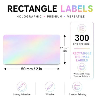 Holographic Pink Thermal Labels 1 × 2 Inch Vinyl Stickers 300 PCS - color: Holographic Pink, size: 1 × 2 Inch