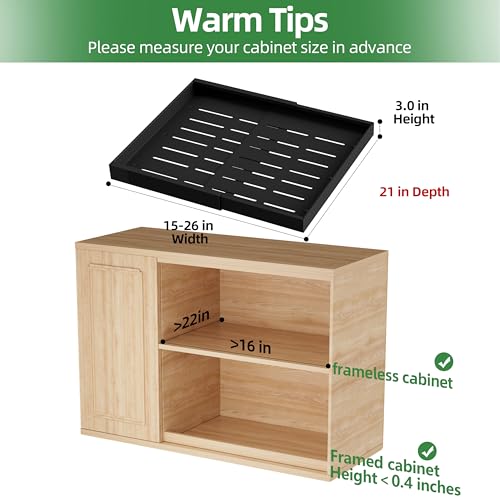 PAKETA 4 Pack Expandable Pull Out Cabinet Organizer,21" Deep - color: Black, size: 21"D X 15-26"W (4 Pack)