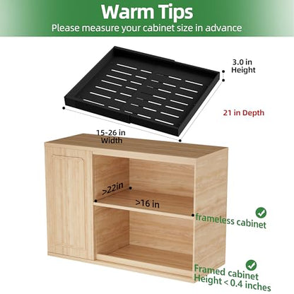 PAKETA 4 Pack Expandable Pull Out Cabinet Organizer,21" Deep - color: Black, size: 21"D X 15-26"W (4 Pack)