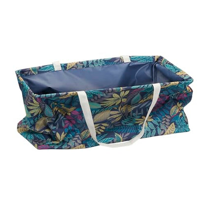 Household Essentials Rectangular Krush Container, All‑Purpose Utility Tote with Tropical Floral Pattern, Multicolor - color: Leaf