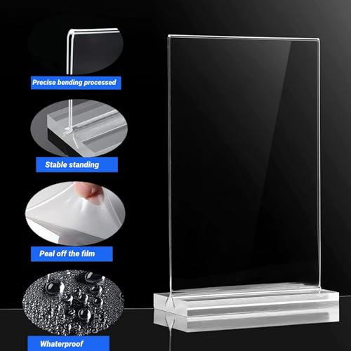 24 Pack 8.5 x 11 Inches Acrylic Sign Holder Clear T Shaped Sign Holder Table Menu Display Stand Double Sided Picture Flyer Sign Holder for Office Store Restaurant Hotels (24, 8.5 x 11 Inches) - size: 8.5 x 11 Inches