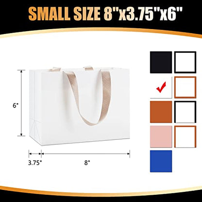 White Gift Bags with Handles, 20Pcs 8"x3.75"x6" Small - color: White, size: 8 x3.75 x6 Inch (Pack of 20)