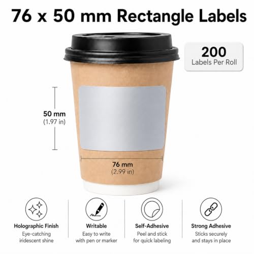 Metallic Silver Thermal Labels 2 × 3 Inch Vinyl Stickers 200 PCS - color: Matte Silver, size: 2 × 3 Inch