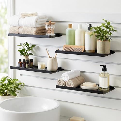 DoubleFill 6 Pcs Slatwall Shelves Metal Slat Wall Shelf, Black, 14 x 6 Inch - color: Black, size: 14 x 6 Inch