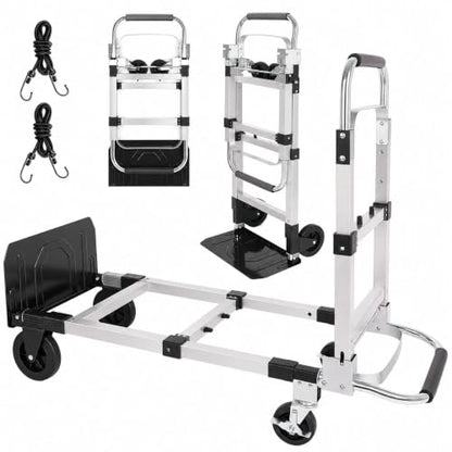 Folding Hand Truck Dolly Cart with Wheels, 500lb Load, Silver Black - color: Silver+black