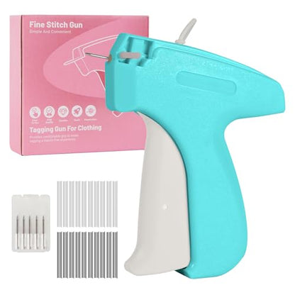 Mini Stitch Gun Kit, Stitchy Gun,Quick Clothing Fixer,Tagging Gun for Clothing, Mini Sewing Micro Tagging Gun - Includes 6 Needle2000 Black Fasteners & 2000 White Fasteners (Blue)