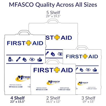 MFASCO Workplace First Aid Kit 4 Shelf Metal Cabinet with Medications - size: 4 Shelf, style: W/ Medications