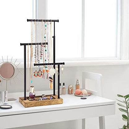 SRIWATANA Carbonized Black Jewelry Organizer Stand, Tall Necklace Holder - color: carbonized black and black
