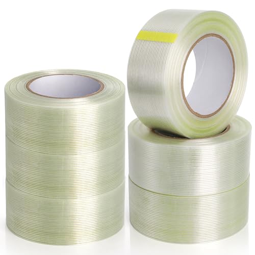 6 Rolls Filament Strapping Tape, 2'' x 60yds x 5.5mil