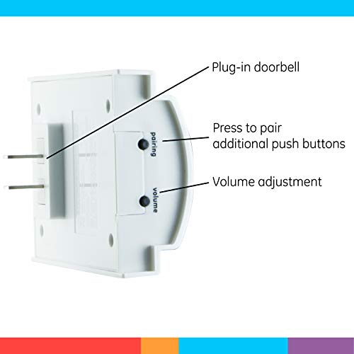 GE Wireless Doorbell Kit, Plug-In Receiver, 2 Push Buttons, 8 Melodies - size: 150 Ft Range, style: 8 Melody | 2 Push Buttons