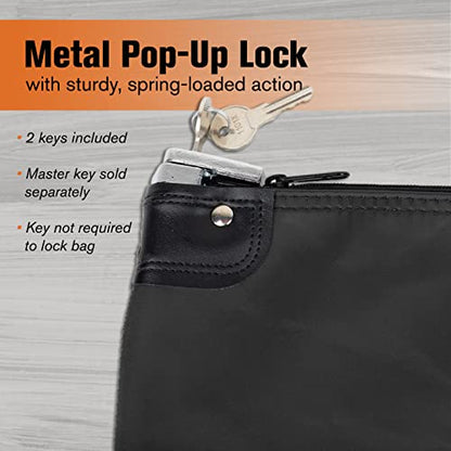 BankSupplies HIPAA Locking Courier Bag 19 x 15 Black – Laminated Nylon Security Bag with Metal Pop-Up Lock – Cash, Checks & Document Transport - color: Black