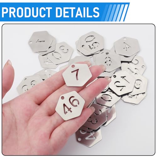 Yaocom 50 Pcs Hollowed Stainless Steel Number Tags, - style: Hexagon, 1-50