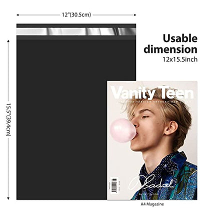 Fuxury 12x15.5" 1000pcs Bulk Poly Mailers Shipping bags for Clothing Black - color: Black, size: 12x15.5'' 1000pcs