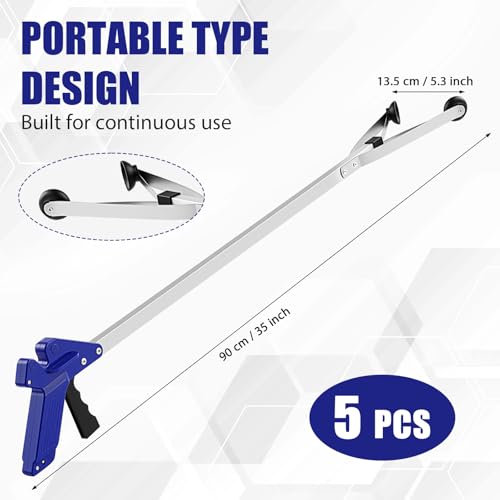 Sabary 5 Pack Suction Cup Grabber Reacher Tool Trash Picker,Blue,35inch - color: Blue, size: 35 Inch