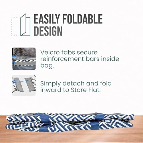 Extra Large Utility Tote Bag - Oversized Collapsible Beach Bag - Geo Navy - color: Geo Navy