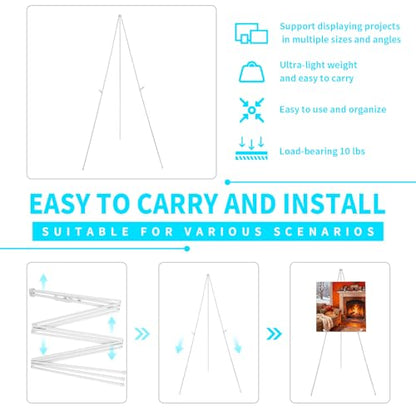MXG 7-66" Adjustable Metal White Easel Stand for Painting, Sign & Display - color: White