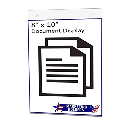Wall Mount Sign Holder for 8" x 10" Notices and Hours of Operation in Stores and Professional Offices Clear Acrylic with 2 Pre Drilled Holes and Hanging Hardware by Marketing Holders - size: 8"W x 10"H