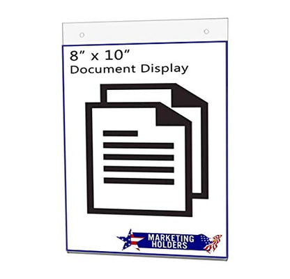 Wall Mount Sign Holder for 8" x 10" Notices and Hours of Operation in Stores and Professional Offices Clear Acrylic with 2 Pre Drilled Holes and Hanging Hardware by Marketing Holders - size: 8"W x 10"H