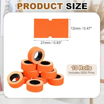 PATIKIL Pricing Labels Price Gun Labels Self-Adhesive 10 Rolls 5000pcs - color: Orange