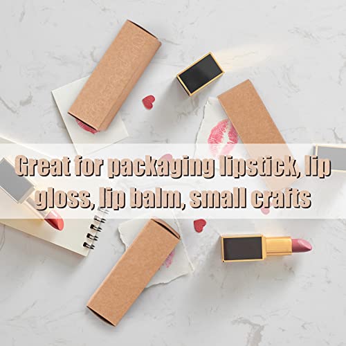 Framendino, 50 Pack Kraft Paper Lipstick Boxes Lip Gloss Rectangle Bottle Reusable Balm Packaging Cases Essential Oil Wrapping Box for DIY Gift - color: Kraft - 3.34x1.1x1.1