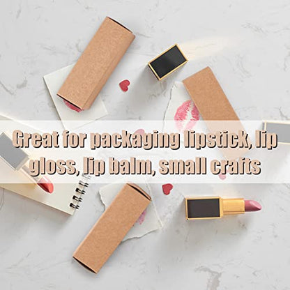 Framendino, 50 Pack Kraft Paper Lipstick Boxes Lip Gloss Rectangle Bottle Reusable Balm Packaging Cases Essential Oil Wrapping Box for DIY Gift - color: Kraft - 3.34x1.1x1.1