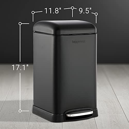 happimess Betty Retro Mini 3.2 Gal Step Trash Can, Charcoal Black - color: Black