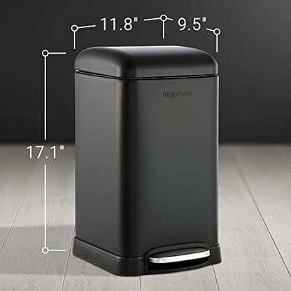 happimess Betty Retro Mini 3.2 Gal Step Trash Can, Charcoal Black - color: Black