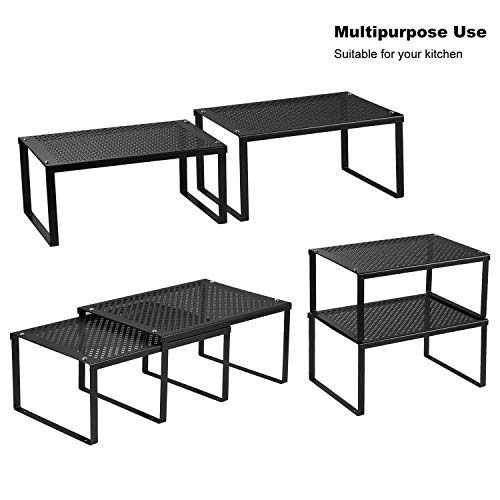 NEX Cabinet Organizer Shelf, Kitchen Counter Shelves Set of 2, Black - color: Black