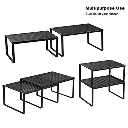 NEX Cabinet Organizer Shelf, Kitchen Counter Shelves Set of 2, Black - color: Black