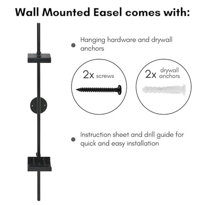 Americanflat 24" Picture Frame Stand - Wall Mounted Frame Stand - Artwork and Photo Easel with Adaptive Clamps for Different Frame Profiles - Ideal for 18x24 Frame - Black - size: 24 inch