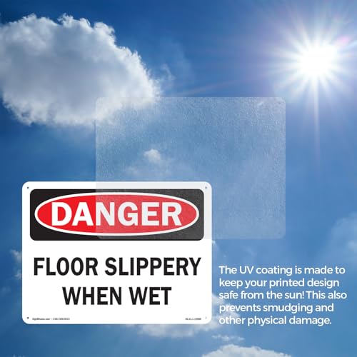 Floor Slippery When Wet OSHA Danger Aluminum Sign 14 Inch x 10 Inch - 10 Pack - color: Aluminum, size: 10 Pack of 14" x 10"