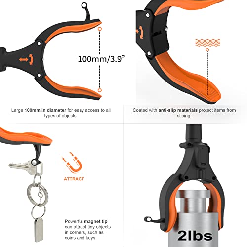 KEKOY 2-Pack Grabber Reacher Tool with Light, 32" Foldable, Orange - color: Orange