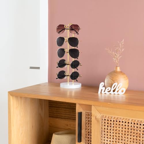 Mkono Sunglass Holder Organizer, Metal Glasses Stand Display Storage 1 Pack - color: Gold