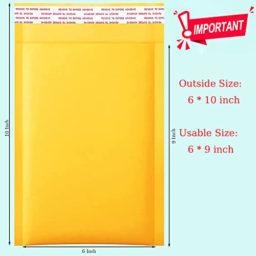 packbabol Kraft Bubble Mailers 6x10 Inch 100 Pcs,Small Self-Sealing Mail Shipping Bags,Yellow Padded Envelopes #0 - size: 6x10-100Pc