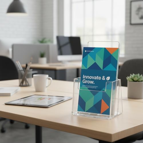 Azar Displays 252012-2PK Acrylic Trifold Brochure Holder Plastic Counter top Organizer 2-Pack, Clear - size: 2-Pack, style: No Business Card Pocket