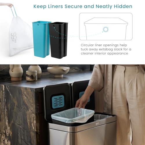 Home Zone Living 16 Gallon Kitchen Trash Can with Dual Compartments - color: Silver, size: 16 Gallon