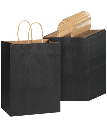 Mr. Pen- Paper Gift Bags with Handles, 32 Pack, 7.6" x 4.7" x 10.6" - color: Black, size: 32 Pack