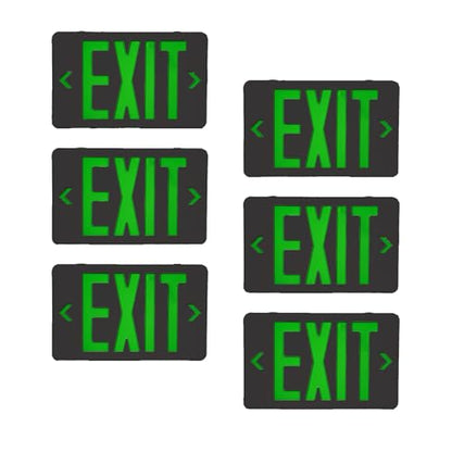 6 Pack LED Emergency Exit Sign, Universal Mount OSHA Compliant - color: Black Green, size: 6 Pack